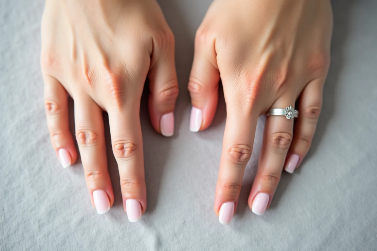 Comparaison entre ongles sains et ongles blancs abîmés par le port prolongé de vernis semi-permanent
